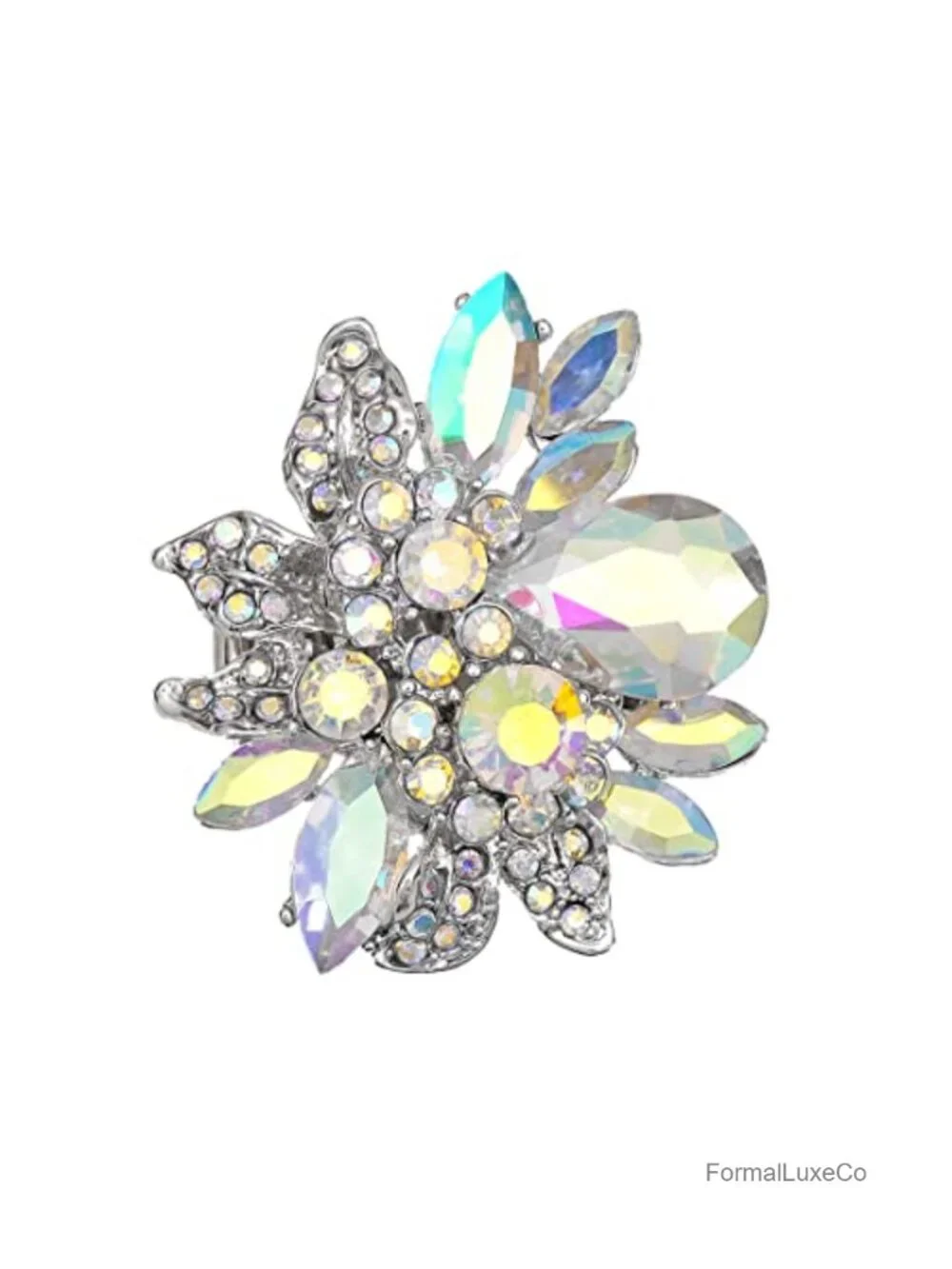 Crystal Statement Ring, Stretch Adjustable, Zinc Alloy, Gift for Her